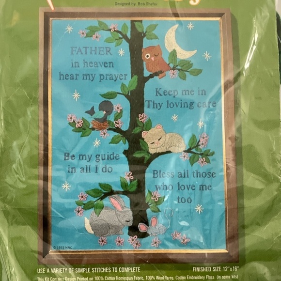 Embroidery Cross Stitch Kit Childs Prayer 302 Stamped‎ 12”x16” New NNC Vintage - Picture 3 of 4